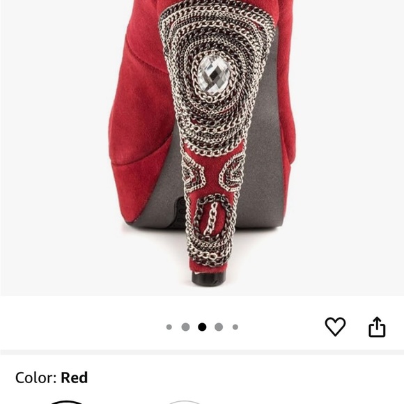 Naughty Monkey Red Suede Heels with Platform Sole - Picture 14 of 14